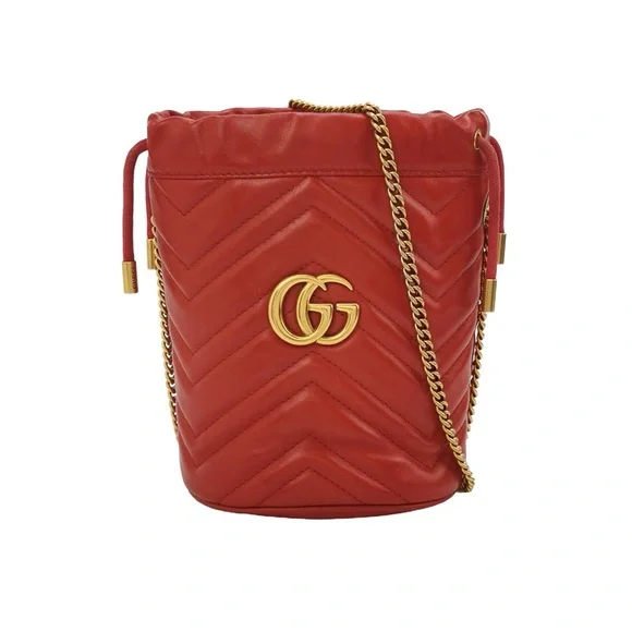 Gucci Red and Gold Mini Bag with Chevron Quilting - Picture 1 of 14